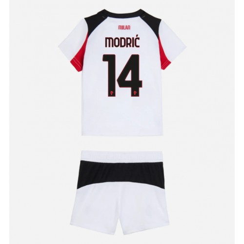 AC Milan Luka Modric #14 Replika Bortatröja Barn 2025-26 Kortärmad (+ Korta byxor)